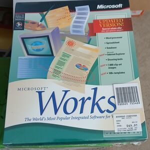 Microsoft Works Software with Blue and Green Accents